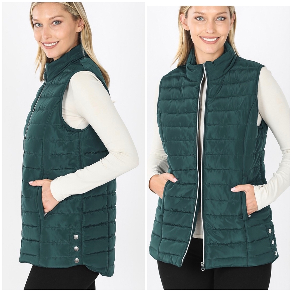 LAST ONE❗️Cozy Chic Hunter Green Puffer Vest - Picture 2 of 3